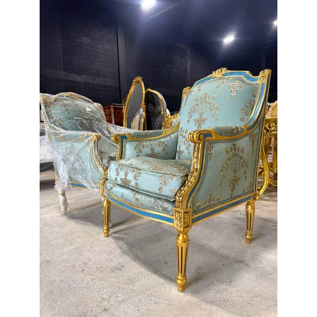 Bring classic French elegance into your home with this exquisite Louis XV-style bergere wing chair. Fully refinished and...