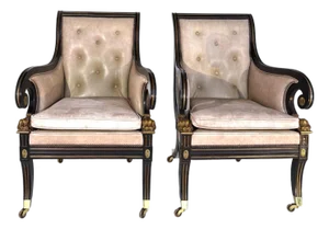 Classical Style Leather Armchairs by Baker - Set of 2