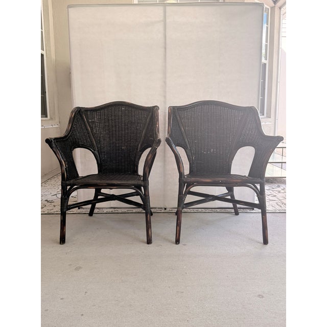 Pair Black Butterfly Wicker Chairs For Sale - Image 9 of 10