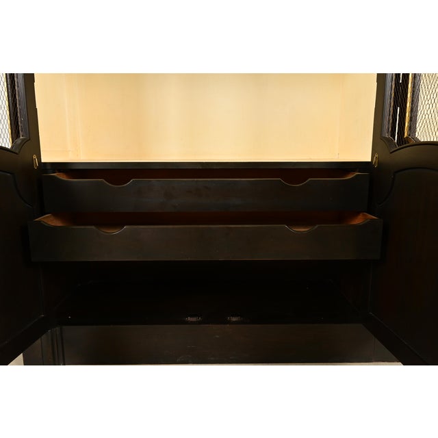 Wood Baker Furniture French Regency Louis XVI Carved Walnut and Parcel Gilt Lighted Breakfront Bookcase Cabinet, Circa 1960s For Sale - Image 7 of 14