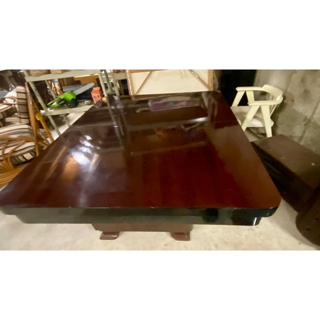 1940s Art Deco Mahogany and Ebony Dining Table, With 2 Extension Leaves For Sale - Image 10 of 11