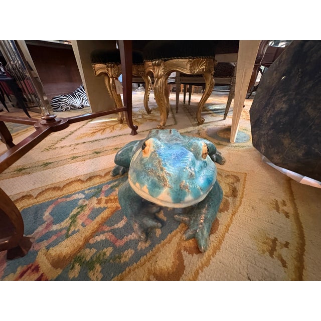 1920s Monumental French Glazed Terracotta Frog Sculpture For Sale - Image 5 of 10