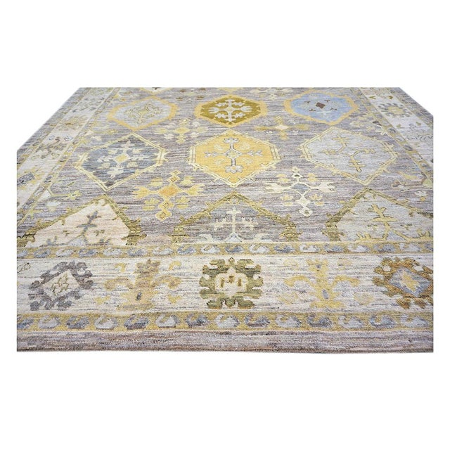 Textile 21st Century Turkish Oushak 11x15 Grey, Ivory, Olive & Yellow Handmade Area Rug #1144074 For Sale - Image 7 of 13