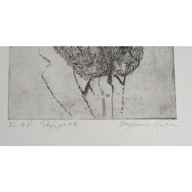 Vintage mid 20th century etching on paper of man by Benjamin Rubin (1896 - 1998) Florida, District Of Columbia and...