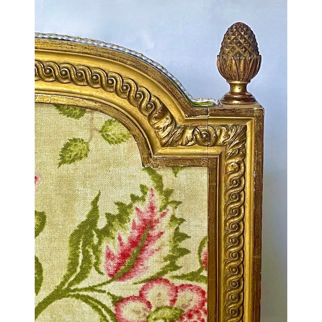 Wood Antique Giltwood Floral &Velvet Fireplace Screen For Sale - Image 7 of 12
