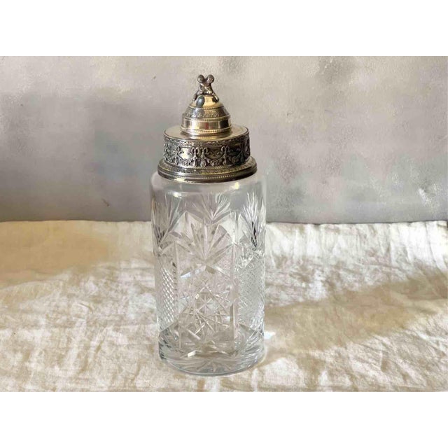 Vintage Louis XVI Shaker in Cut Crystal and Silver-Plated Metal, 1930s For Sale - Image 11 of 11
