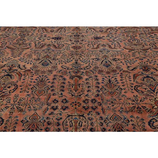 Traditional Antique Oversized Sarouk Persian Rug in Pink With Floral Patterns | Rug & Kilim For Sale - Image 3 of 11