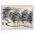 A refined black-and-white woodblock print depicting a winding path through a bamboo grove, rendered in bold silhouette...