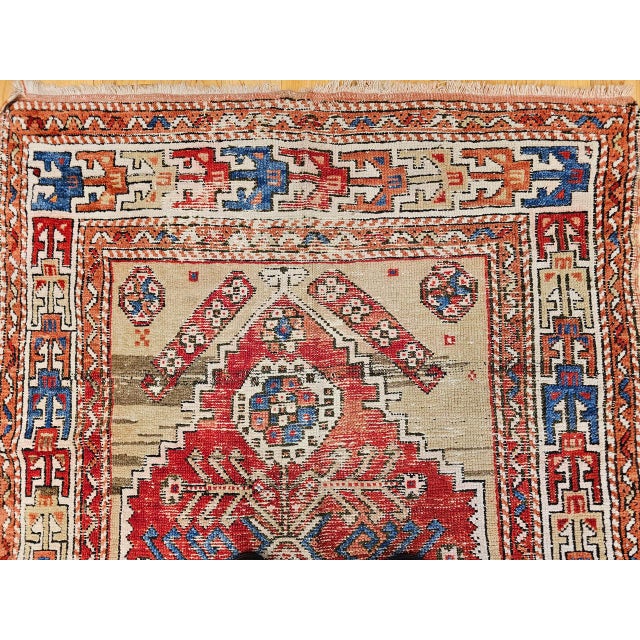 19th Century Handwoven Anatolian Village Area Rug, Wool, Vegetable Dyed' 4' x 5' For Sale - Image 13 of 18
