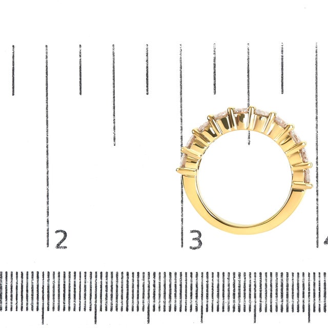 Metal 14K Yellow Gold Plated .925 Sterling Silver 2.0 Cttw Round Brilliant Cut Diamond 10 Stone Anniversary Band Ring (J-K Color, I1-I2 Clarity) - Size 8 For Sale - Image 7 of 7