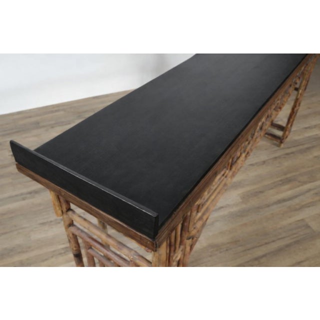 Chinoiserie Chine Brighton Pavilion Style Burnt Bamboo Altar Console Table For Sale - Image 9 of 10