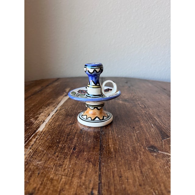 Ceramic Late 20th Century Armenian Hand Painted Candlestick Holder For Sale - Image 7 of 8