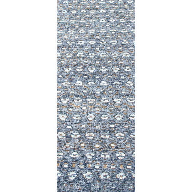 Keivan Woven Arts Modern Design Runner in Blue and Brown Tones 2'7 X 10 For Sale In Atlanta - Image 6 of 13