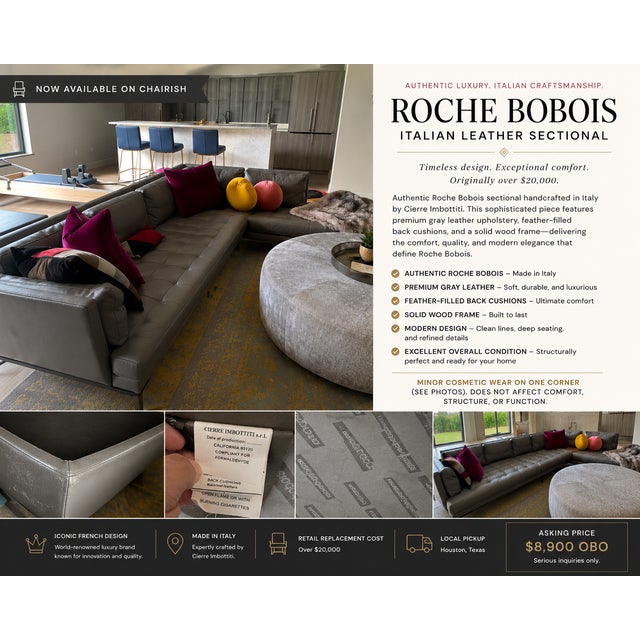 This authentic Roche Bobois sectional is a striking example of contemporary European design, combining exceptional...