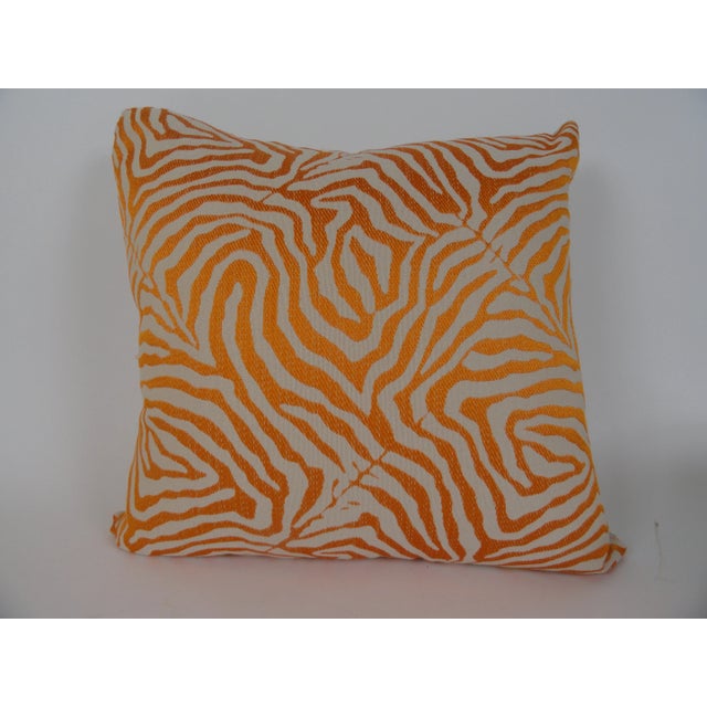 Contemporary 1990s Contemporary Orange Zebra Print Pillows - a Pair For Sale - Image 3 of 7