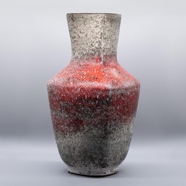 Brutalist Ceramic Floor Vase by Fridegard Glatzle for Karlsruher Majolika, 1970s For Sale - Image 3 of 6