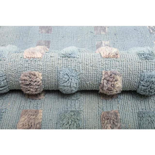 Art Deco Textured Raised Dot Ombre Hand-Knotted Wool Rug | 9'9" X 7'1" | One of a Kind For Sale - Image 3 of 7
