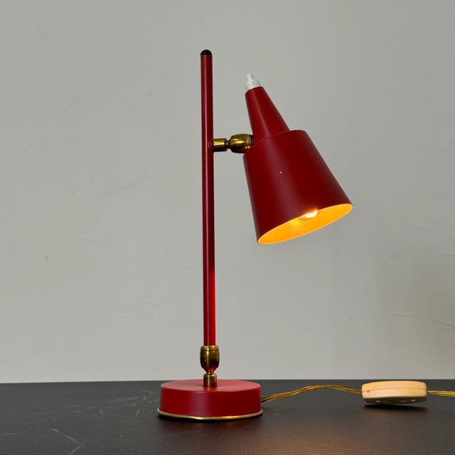 Gold Vintage Red Table Lamp from Stilux Milano, 1950s For Sale - Image 8 of 14