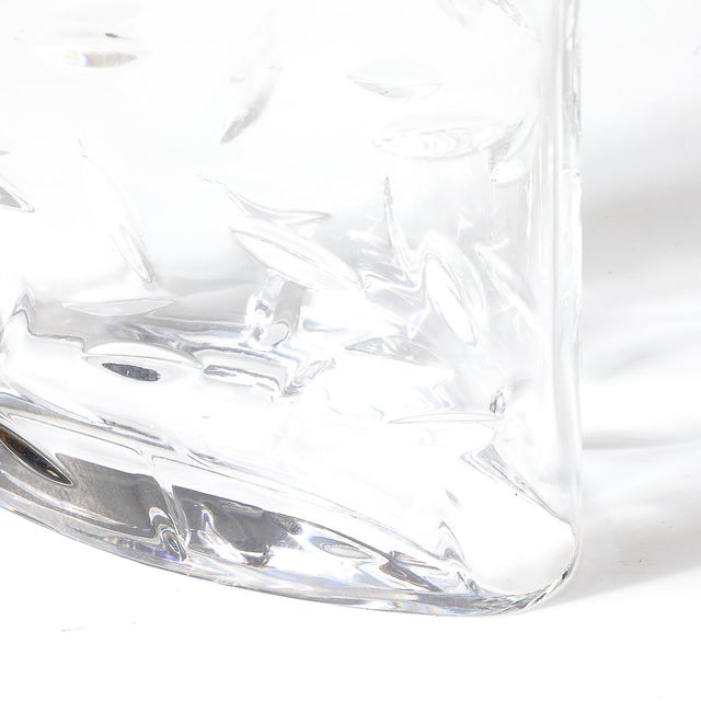 Glass Mid-Century Modernist Cut Crystal Vase W/ Leaf Form Motif Signed Tiffany and Co For Sale - Image 7 of 12