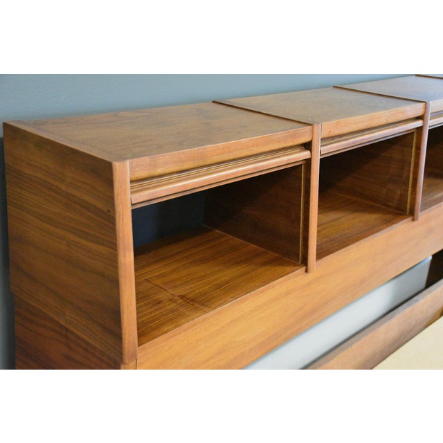 Brown Walnut King Platform Bed by Barzilay For Sale - Image 8 of 12