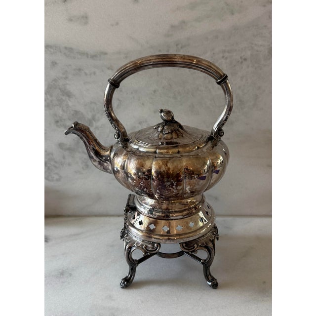 English Vintage Sheffield Tilting Coffee or Tea Pot With Stand For Sale - Image 3 of 11