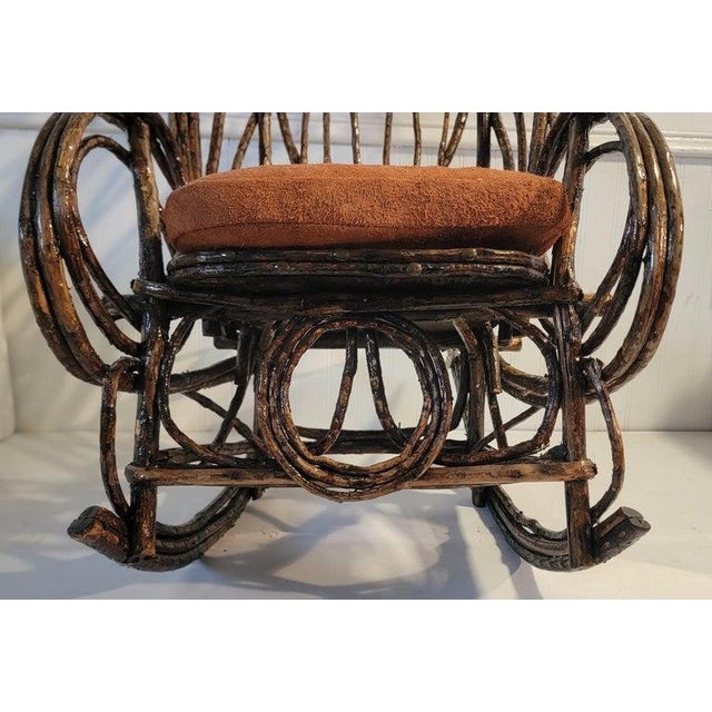Late 19th Century 19thc Childs Bentwood Rocker W/Suede Seat Cushion For Sale - Image 5 of 6