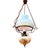 French Blue Opaline Hanging Lamp with Floral Decorated Reservoir in Brass and Opaline Glass, 1940s For Sale - Image 3 of 5