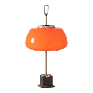Oscar Torlasco, Orange Glass Table / Desk Lamp, Prod. Lumi, 1960 Ca.