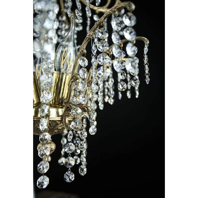 2000 - 2009 Brass Chandelier with Crystal Trimmings For Sale - Image 5 of 9