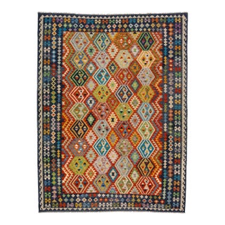 2010s Modern Flatweave Kilim Wool Rug With Allover Multicolor Design For Sale