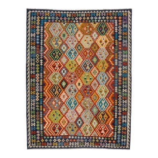 2010s Modern Flatweave Kilim Wool Rug With Allover Multicolor Design For Sale