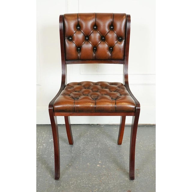 Animal Skin Chesterfield Leather Dining Chairs, Set of 6 For Sale - Image 7 of 16