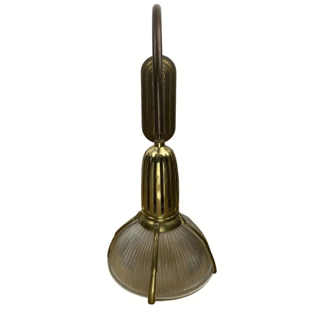 Art Deco Holophane Cut Glass and Brass Wall Lamps, 1970s, Set of 2 For Sale - Image 6 of 18