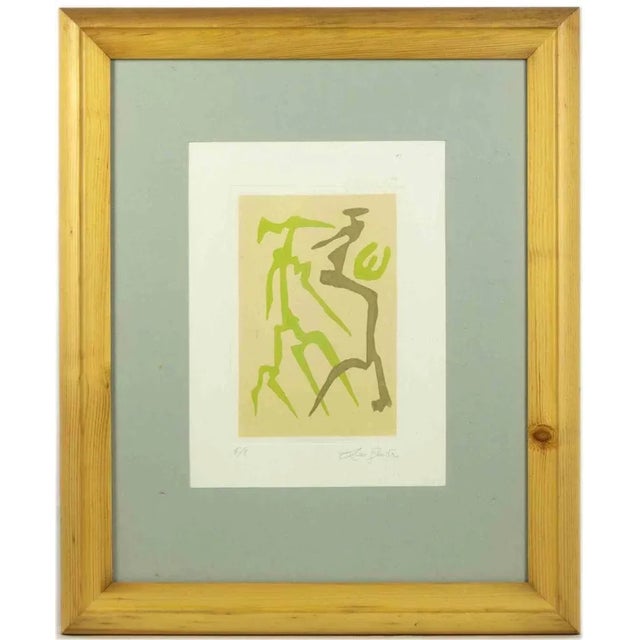 Abstract figures is a contemporary artwork realized by Leo Guida in1970s Mixed colored etching on paper. Hand signed,...