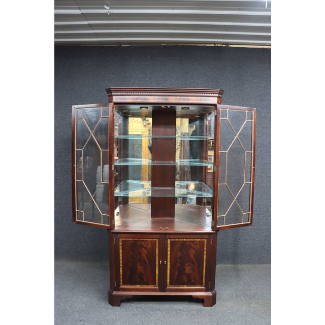 Stickley Mahogany Corner Cabinet With Glass Doors For Sale - Image 13 of 17