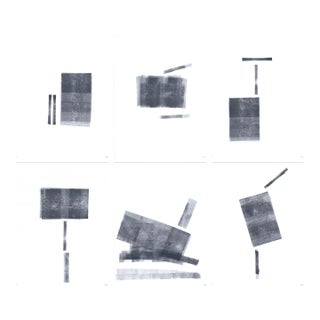 Ink on Paper Set of 6 9*12 Original Modern Abstract Black White Gray Painting by Carrie Bergey For Sale