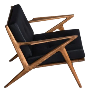Restored Poul Jensen for Selig Danish Z Chair Black Leather 1950s