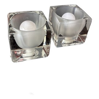 Ice Cube Glass Table Lamps, 1970, Set of 2 For Sale