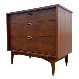 Mainline by Hooker Walnut Three Drawer Chest Dresser - Newly Refinished For Sale