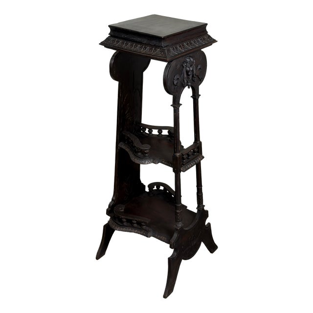 Antique Wooden Column Pedestal from Artigianato Italiano, 1900s For Sale
