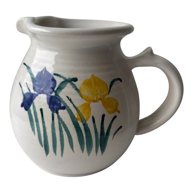 Mid 20th Century Hand Painted Ceramic Pitcher For Sale