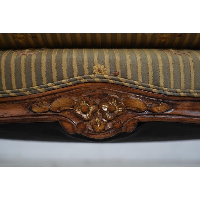 Austoria French Louis XV Wide Seat Bergere Chair W. Ottoman For Sale - Image 16 of 18