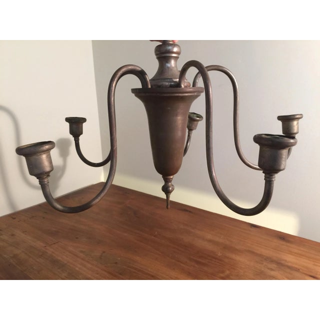 Metal Antique Colonial Candle Chandelier For Sale - Image 7 of 12