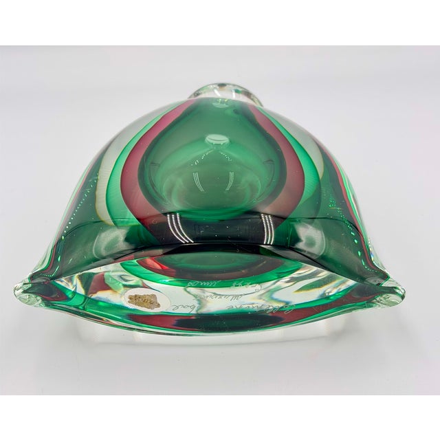 1950s MCM Murano Sommerso Teqnique Art Glass Sculpture Perfume Bottle Signed For Sale - Image 10 of 12