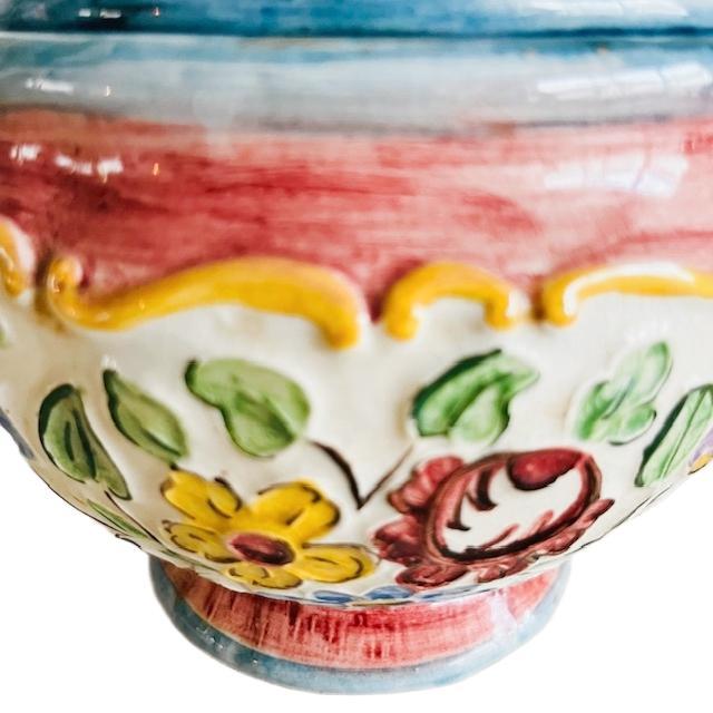 Mid-Century Hand-Painted Majolica Lidded Bonbonnière from Rigo, 1950s For Sale - Image 4 of 9