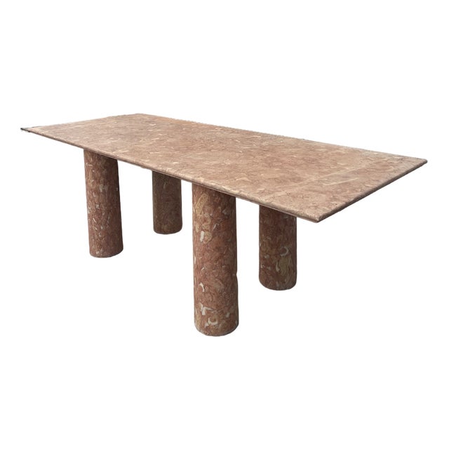Large Rectangle Dining Table in Coral Portuguese Travertine by My Habitat Design For Sale
