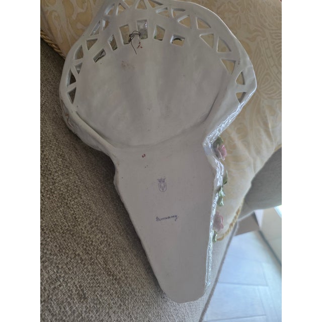 Ceramic Large Antique German Wall Pocket Vase From Dresden For Sale - Image 7 of 8