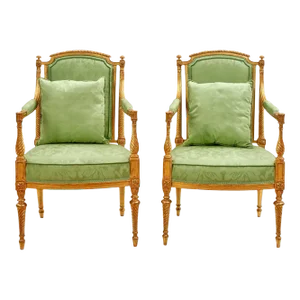 Exceptional Pair of George III Giltwood Armchairs by B. Harmer