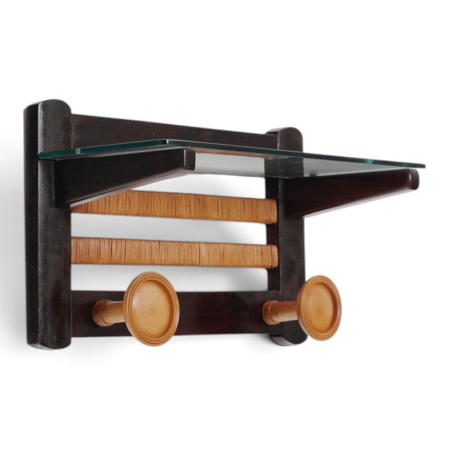 1940s Art Deco Wood Wall Coat Hanger, Italy, 1940s For Sale - Image 5 of 6