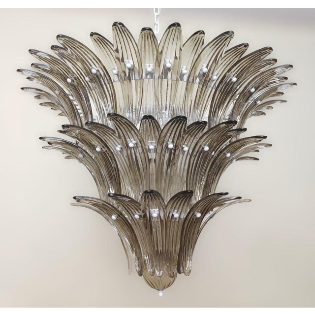 Italian 21st Century Smoky Murano Tiered Palmette Chandelier by Fabio LTD For Sale - Image 3 of 7